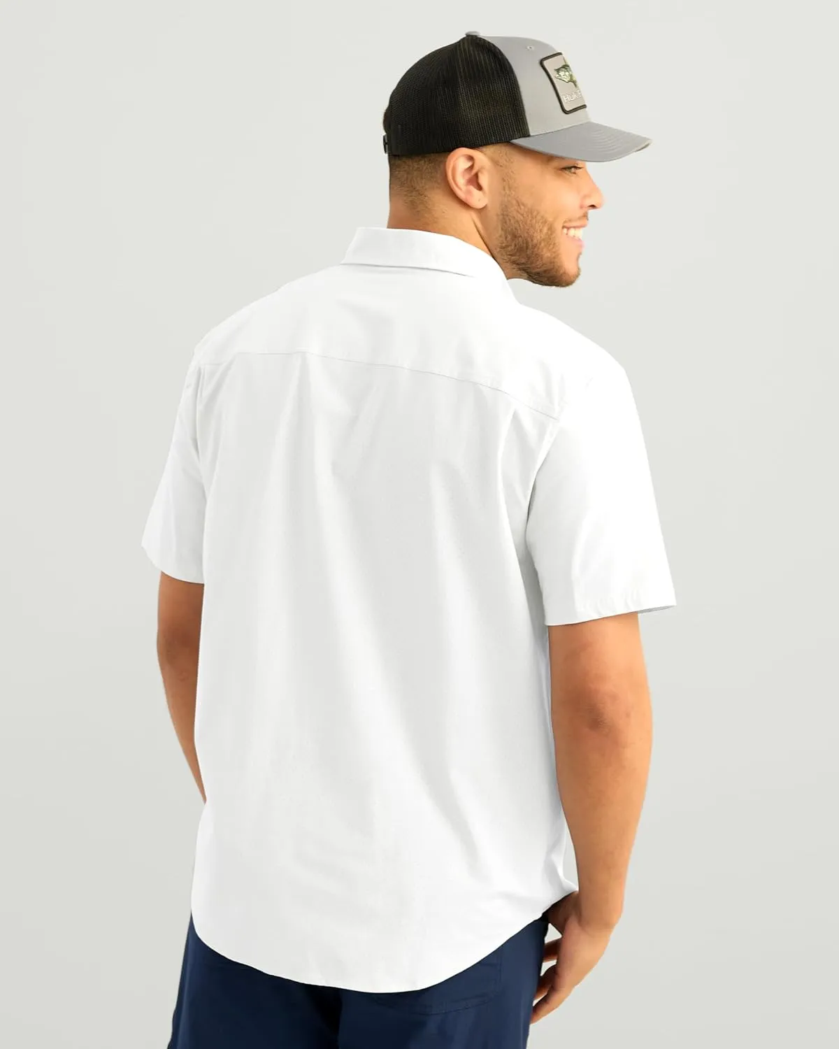 HUK Mens Next Level Solid Short Sleeve Fishing Button Down Shirt for Men