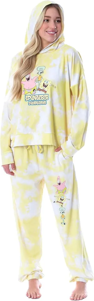 INTIMO Spongebob Squarepants Tie Dye Womens' Pajama Loungewear Hooded Jogger Set