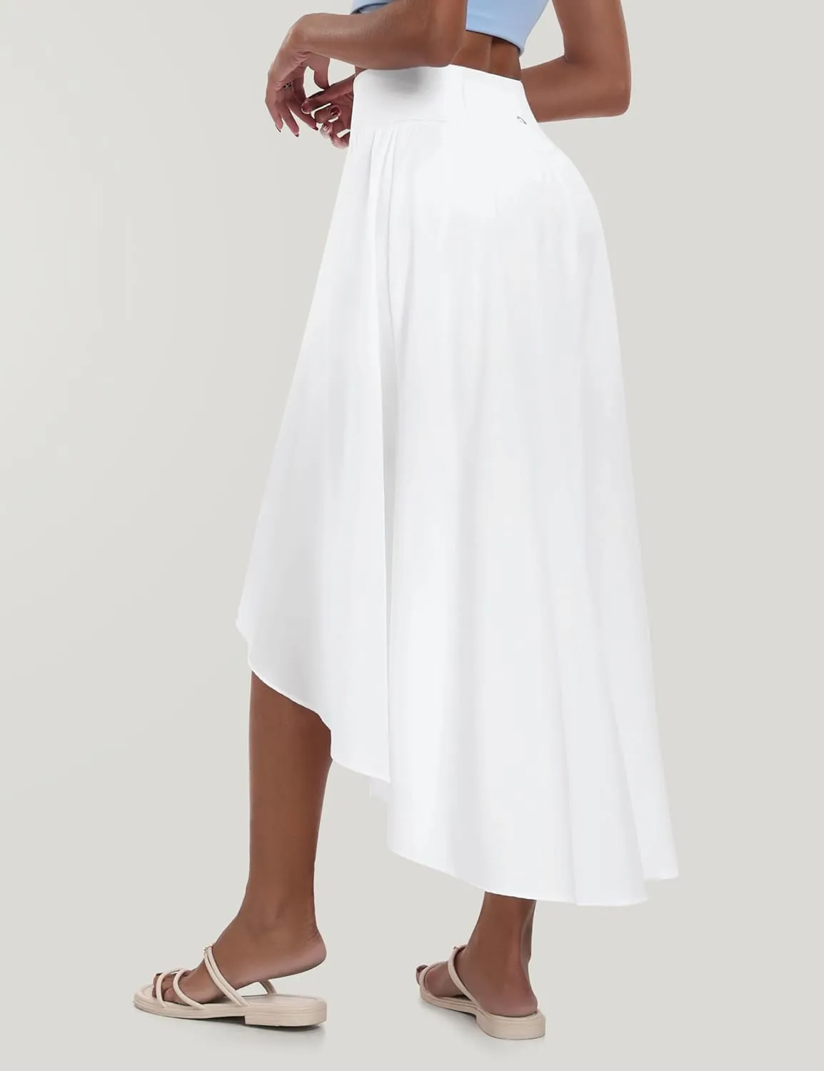 IUGA High Waist Maxi Skirt with Slit Ruffle Wrap Skirt Trendy Flowy Skirts for Women Long Skirts with Shorts Underneath