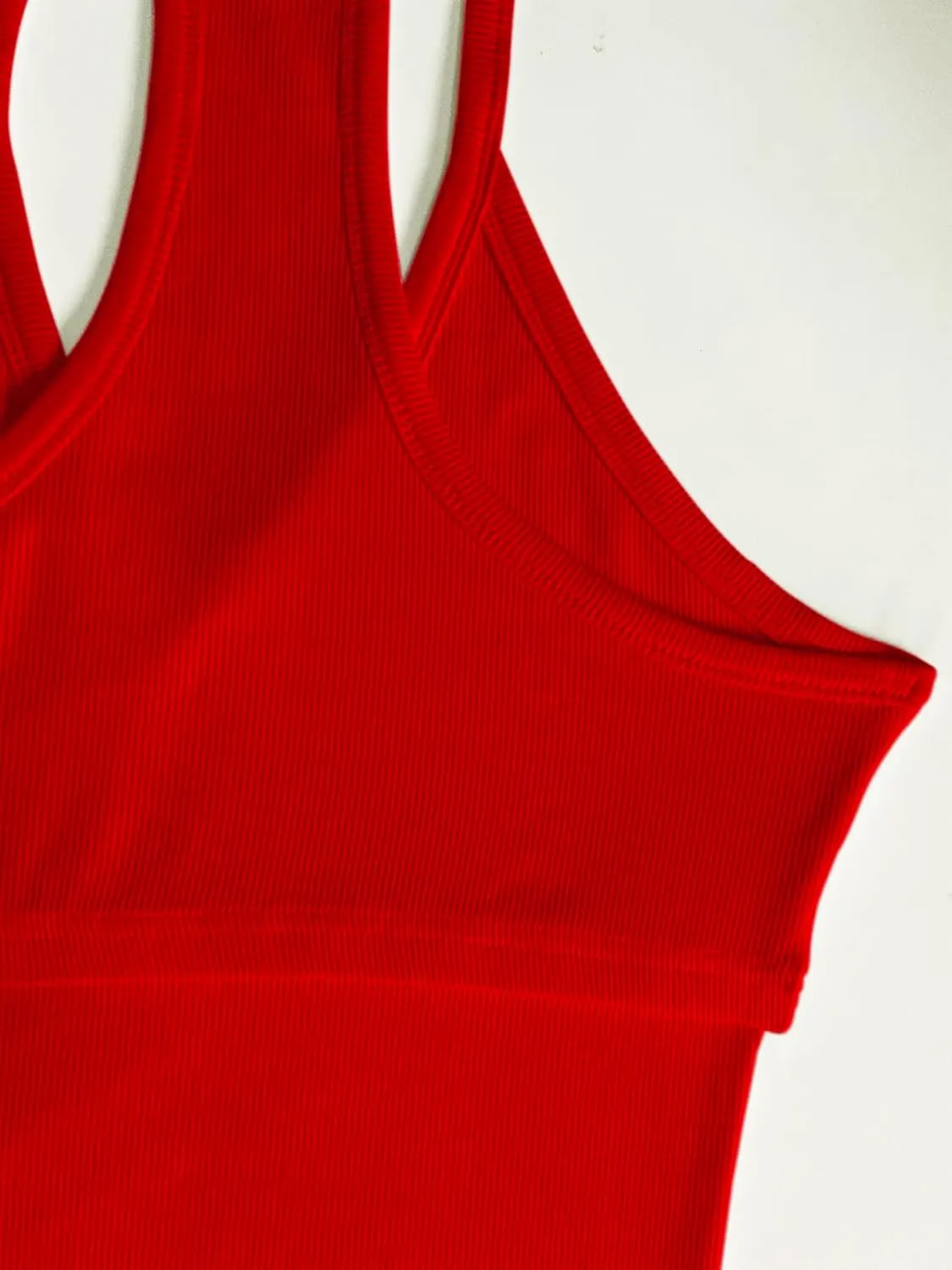 Jar of Love Women's Workout Tank Top with Built-in Shelf Bra-V-Neck Racerback Ribbed Cami for Gym, Yoga, Running