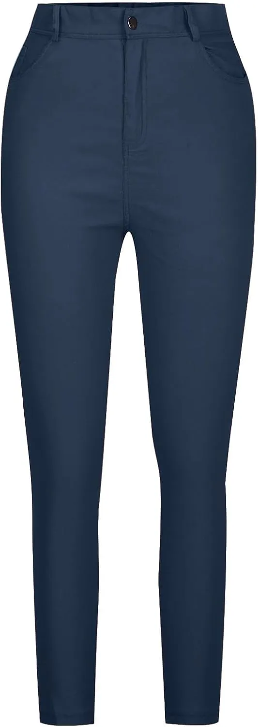 Jeggings for Women Tummy Control Jeans High Waisted Stretchy Elastic Pants Pull-on Sexy Brown Denim Pants