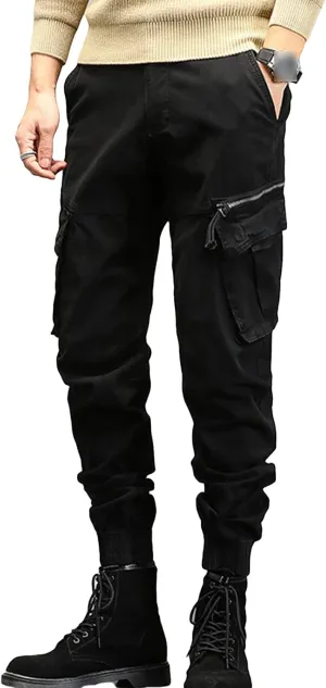 JEShifangjiusu Mens Lightweight Fashion Pants Sweatpants Loose Joggers Cargo Pants Casual Chino Long Trousers Zipper Pockets