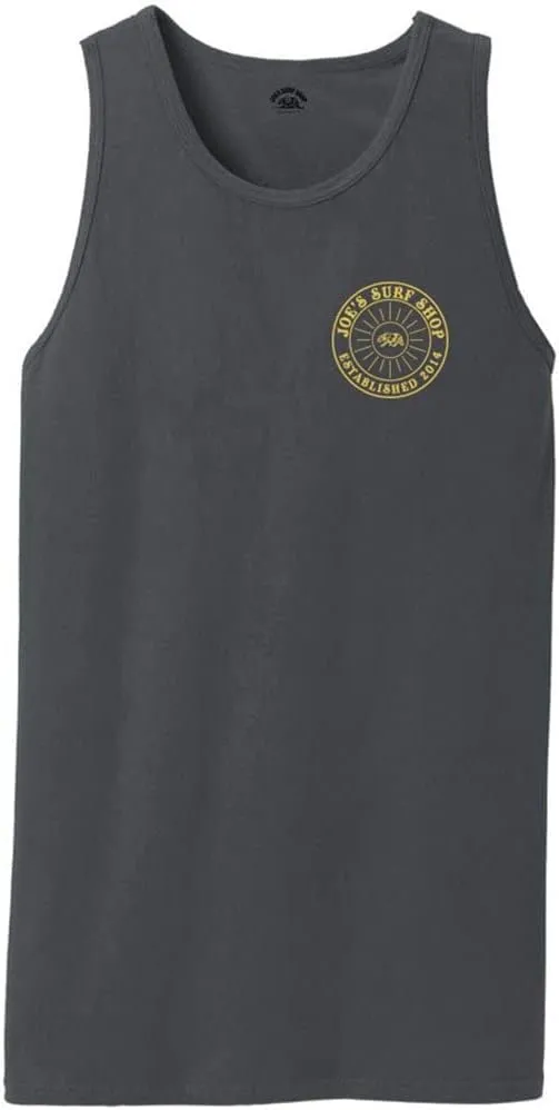 JOES SURF SHOP Mens Graphic Logo Collection Beach Wash Garment-Dyed Tank Tops in S-4XL