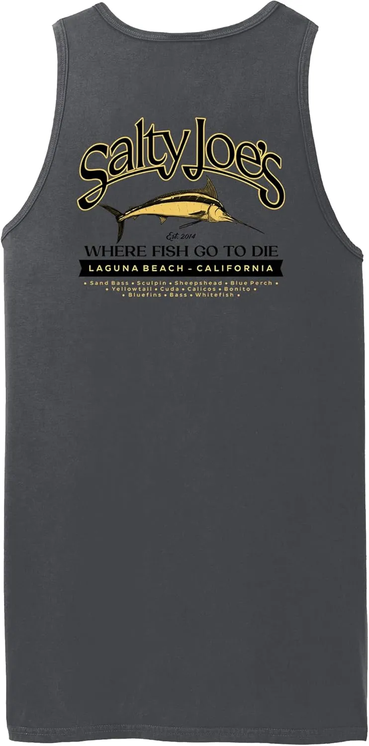 JOES SURF SHOP Mens Graphic Logo Collection Beach Wash Garment-Dyed Tank Tops in S-4XL