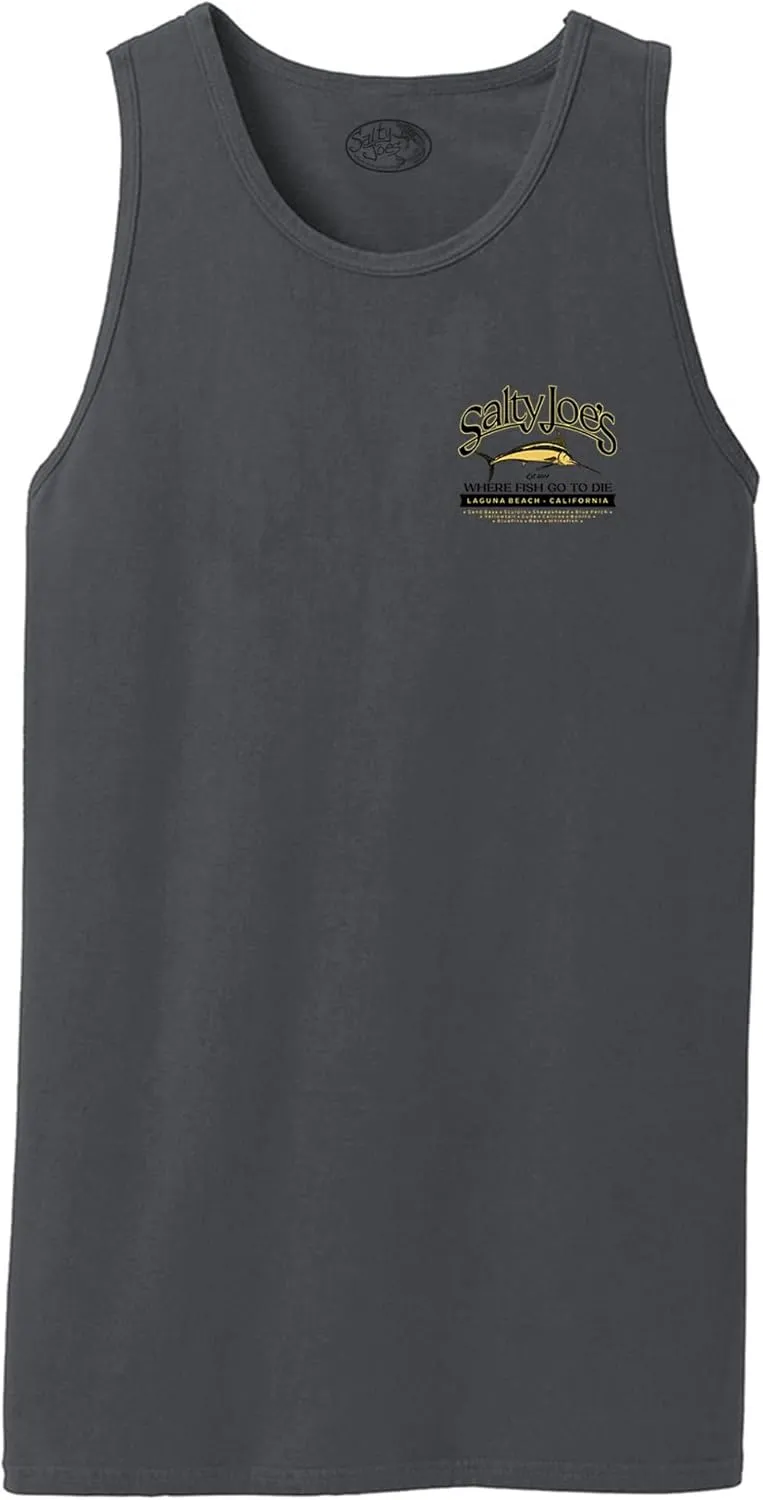 JOES SURF SHOP Mens Graphic Logo Collection Beach Wash Garment-Dyed Tank Tops in S-4XL