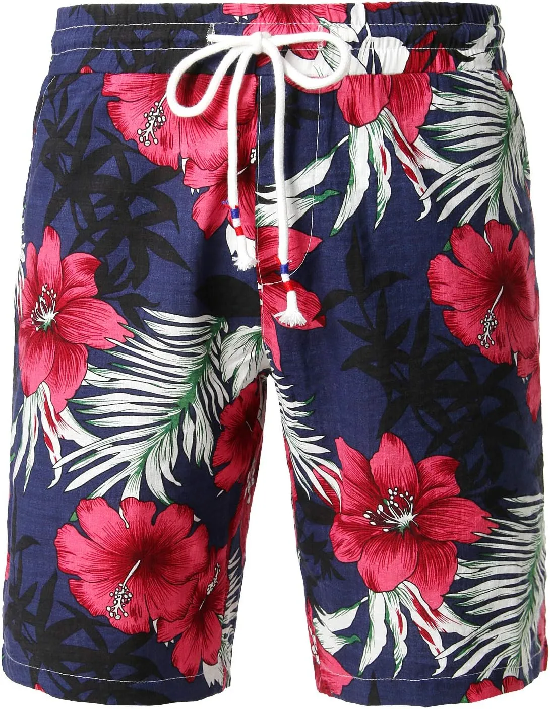 JOGAL Men's Flower Casual Button Down Short Sleeve Hawaiian Shirt Suits