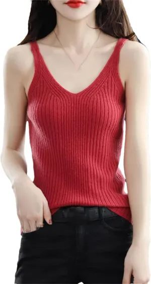 keusyoi Spring Cashmere Vest Women Merino Wool Sweater Knitted Sleeveless Female Pullover Camisole Shirt Tank Tops