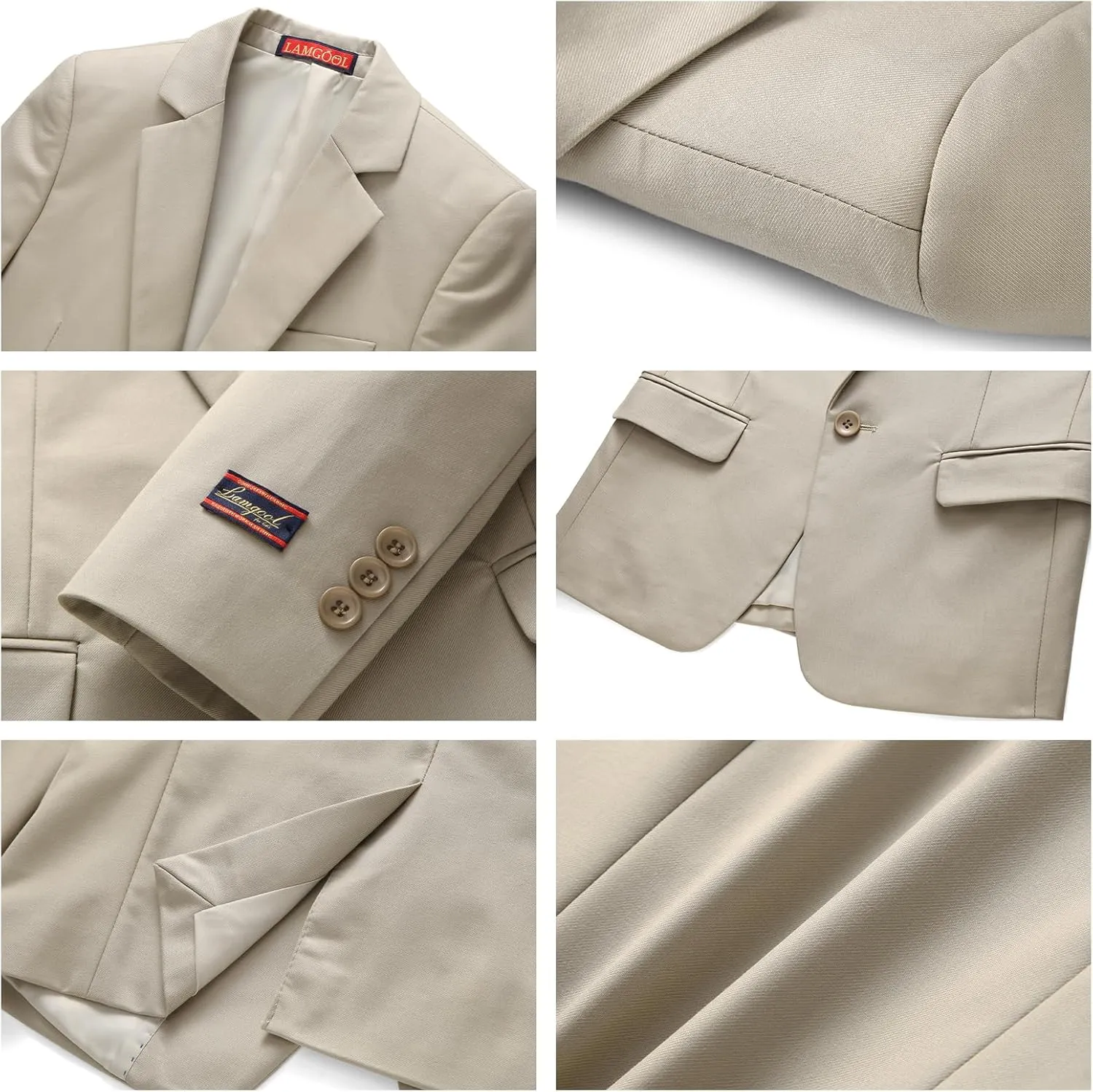 Lamgool Boys Suits 3 Piece Slim Fit One Button Tuxedo Jacket Vest and Pant for Kids Prom Wedding Formal Set Size 4-14 Years
