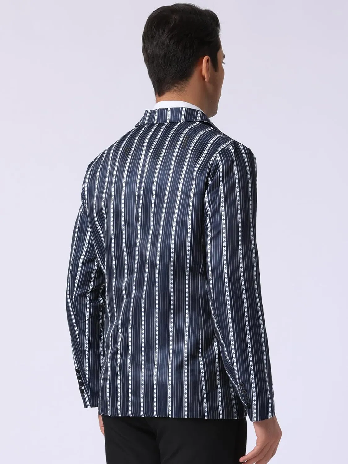 Lars Amadeus Striped Blazer for Men's Single Breasted Contrast Color Retro Sports Coat
