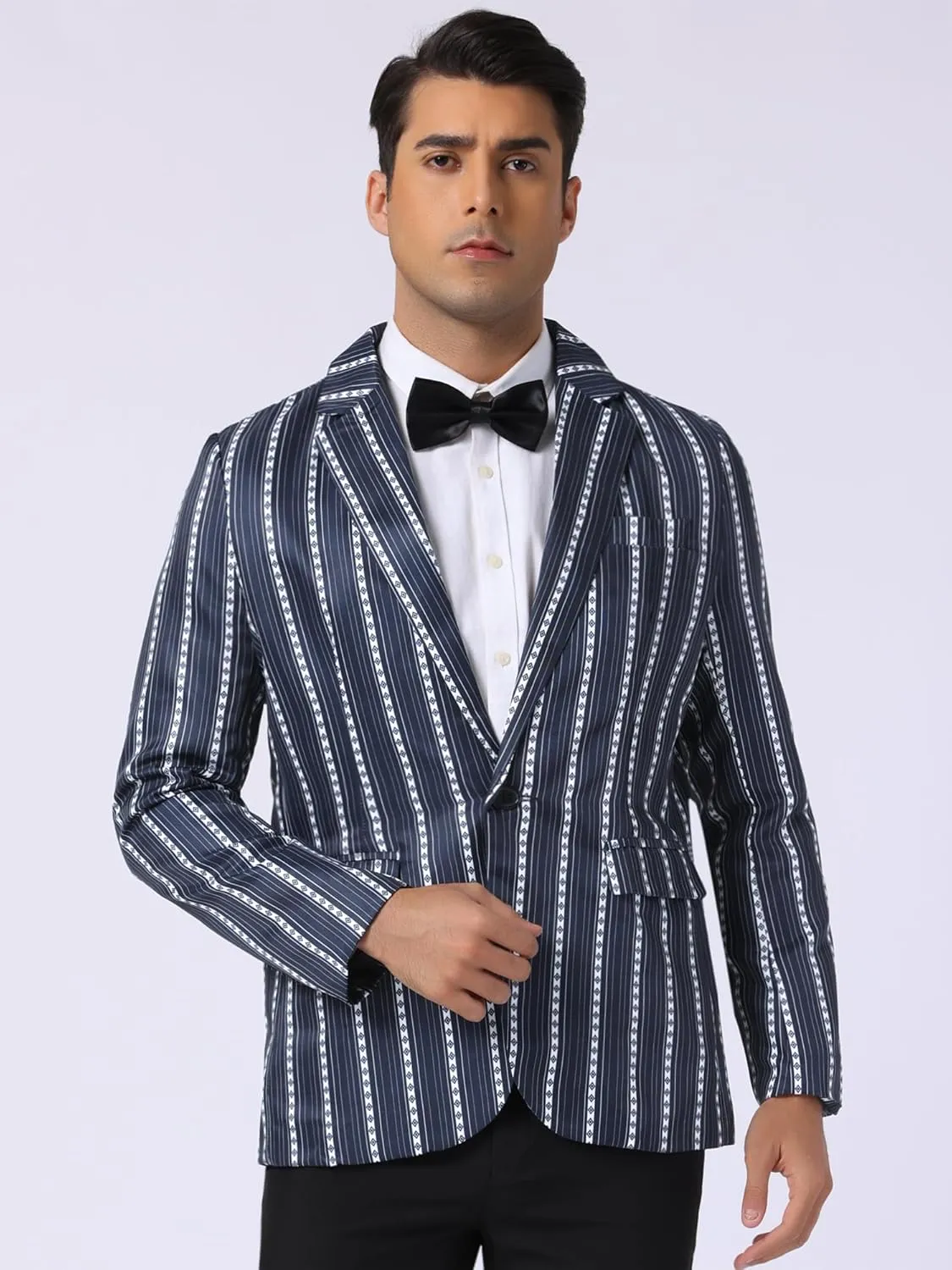 Lars Amadeus Striped Blazer for Men's Single Breasted Contrast Color Retro Sports Coat