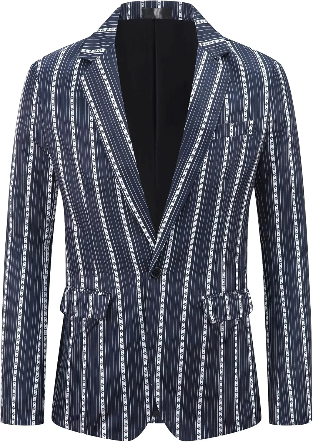 Lars Amadeus Striped Blazer for Men's Single Breasted Contrast Color Retro Sports Coat