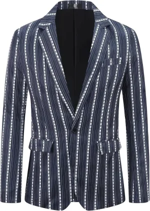 Lars Amadeus Striped Blazer for Men's Single Breasted Contrast Color Retro Sports Coat