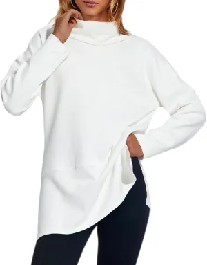 lvatr Women's Oversized Sweatshirt Air Essentials Turtleneck Tunic Spring Fashion Pullover Long Sleeve Top