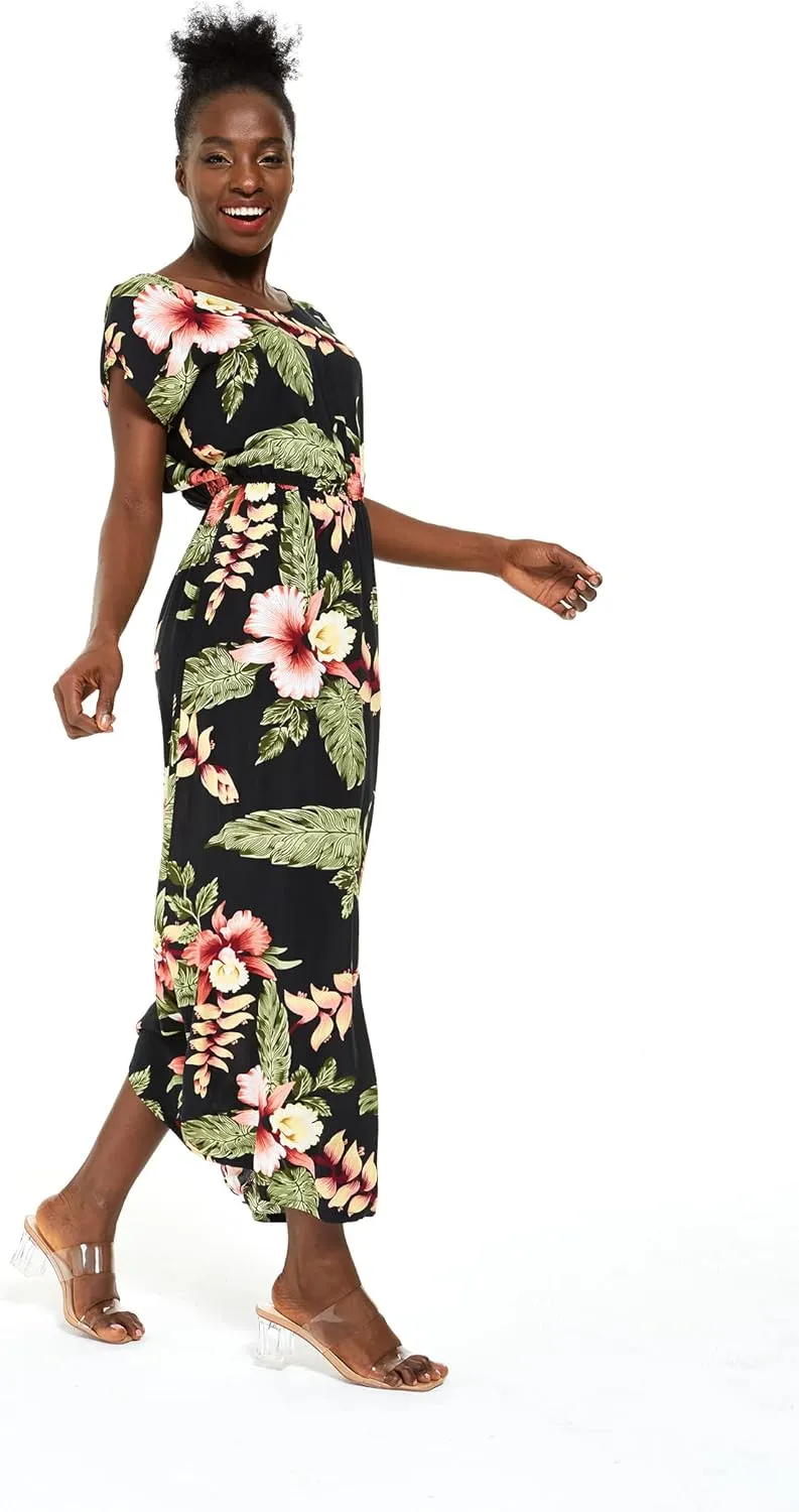 Matchable Family Hawaiian Luau Men Women Girl Boy Clothes in Black Rafelsia