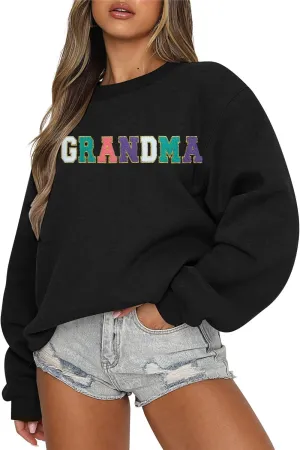 MAXIMGR Grandma Sweatshirt for Women Gigi Crewneck Sweatshirts Nana Sweatshirt Colorful Grandma Floral Graphic Pullover Tops