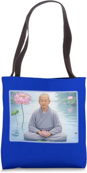 Meditation Bliss Lotus Monk Tote Bag