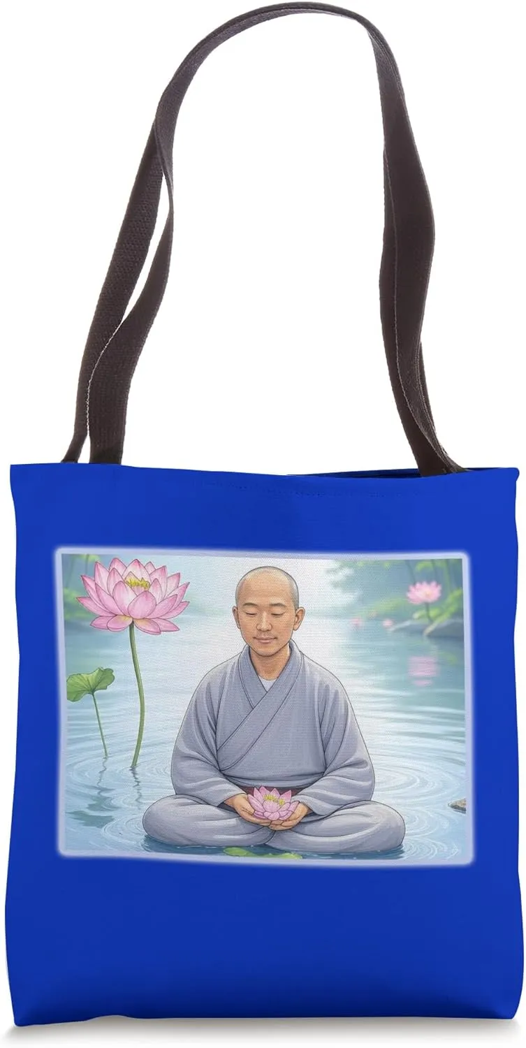 Meditation Bliss Lotus Monk Tote Bag