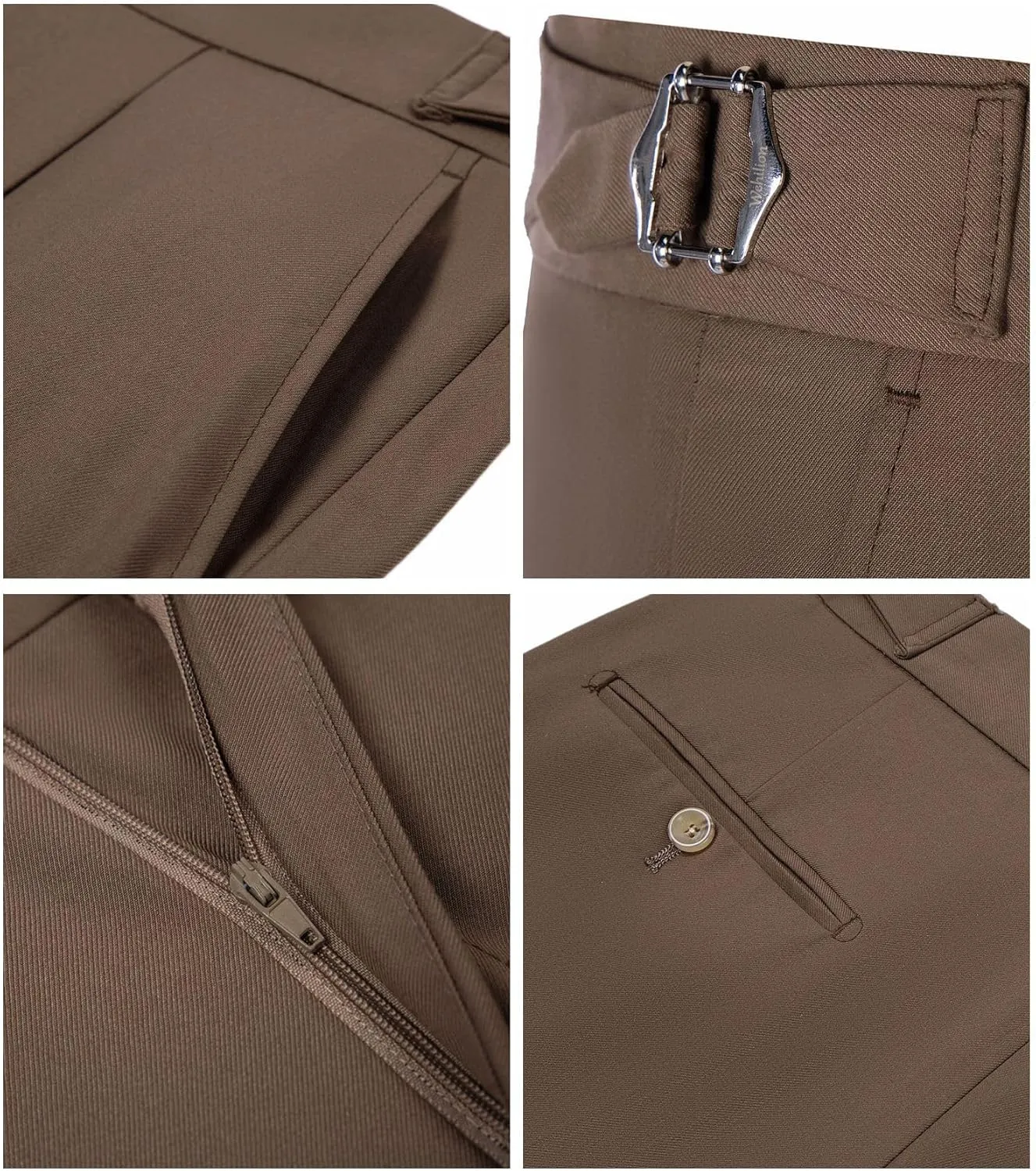 Men Suit Dress Pants Slim Fit Suit Black Groomsmen Wedding Pants Waist Flat Fit Expandable Classic Separate Pant