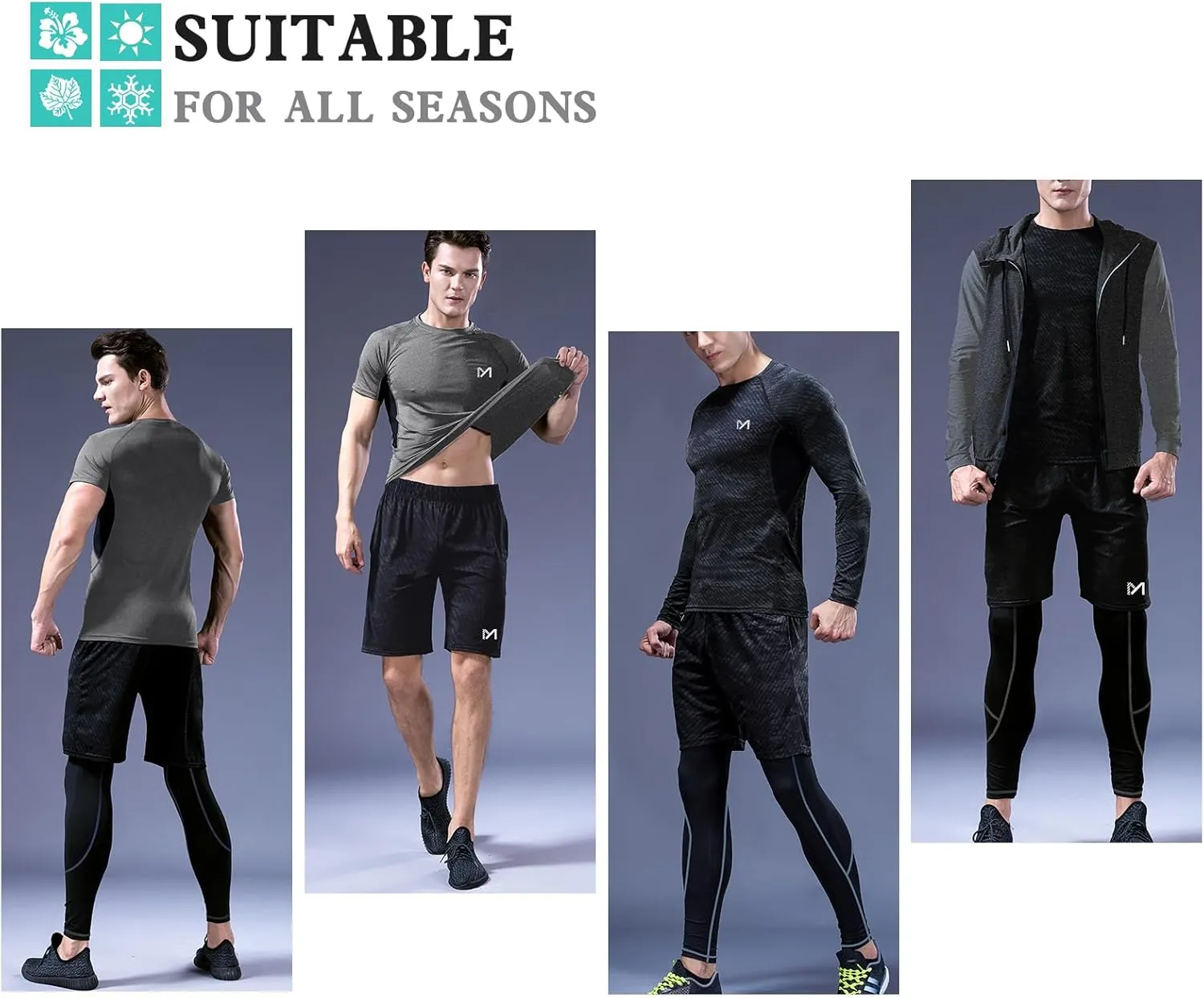 mens 5pcs Men's Compression Sets Pants Long Sleeve Shirt Athletic Shorts Running JacketShirt