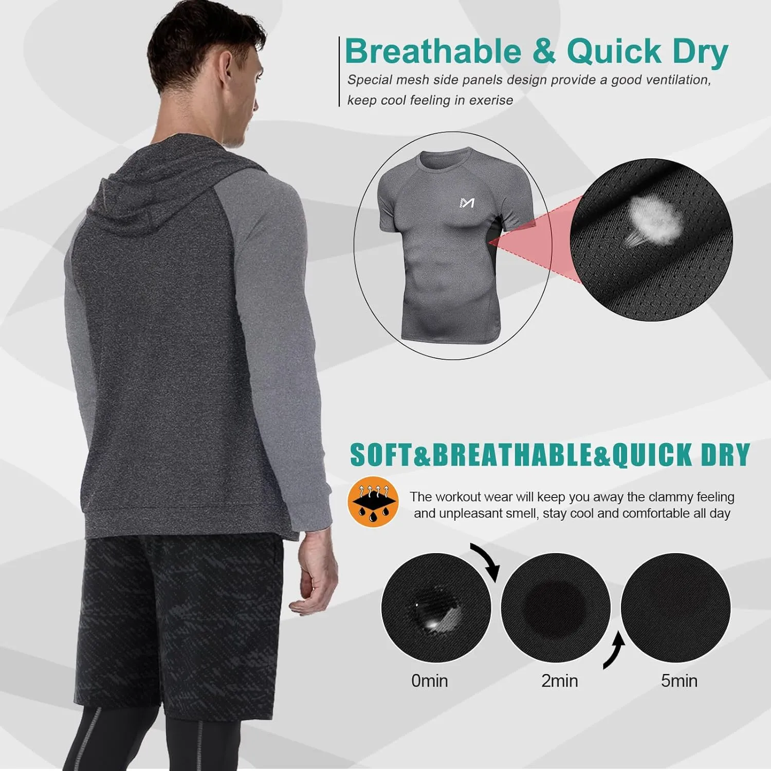 mens 5pcs Men's Compression Sets Pants Long Sleeve Shirt Athletic Shorts Running JacketShirt