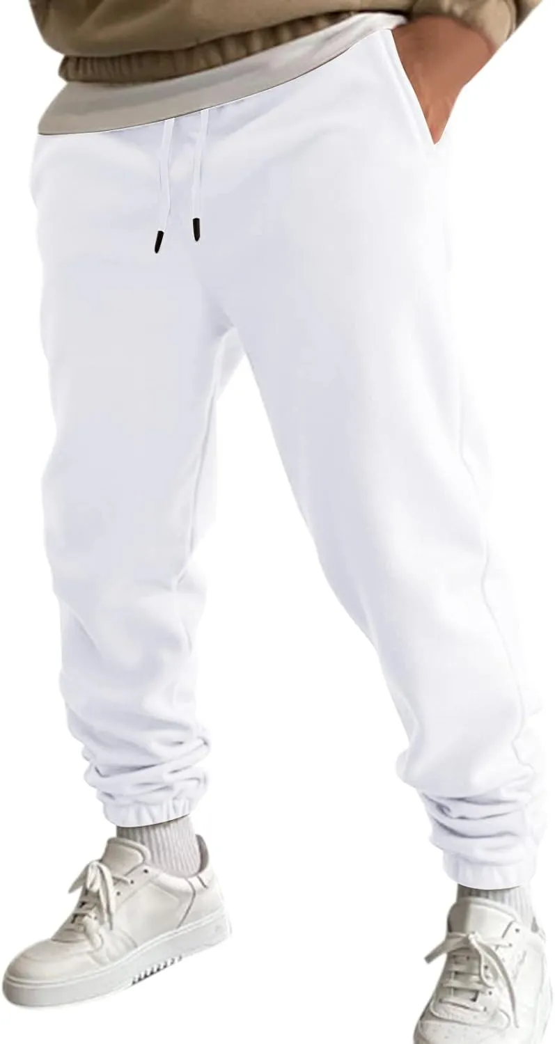 Mens Autumn and Winter High Street Fashion Loose Pants Fleece Lined Sweatpants Active Outdoor Sports Jogger Pants