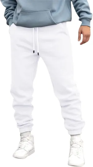 Mens Autumn and Winter High Street Fashion Loose Pants Fleece Lined Sweatpants Active Outdoor Sports Jogger Pants