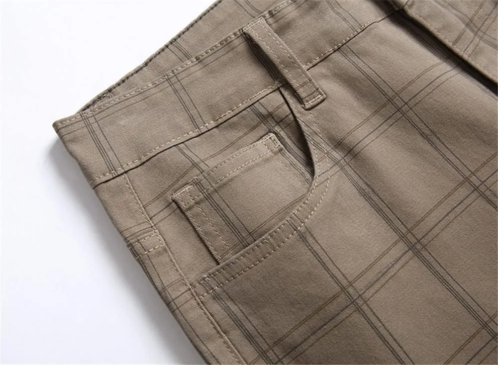Mens Casual Plaid Chino Business Dress Pants,Fashion Black Stretch Slim Fit Flat Front Skinny Dress Pant for Men