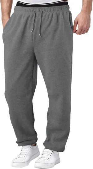 Men's Cotton Casual Pants, Elastic Waist Bottom Sweatpants, Workout High Waist Lightweight Drawstring Summer Yoga Pants