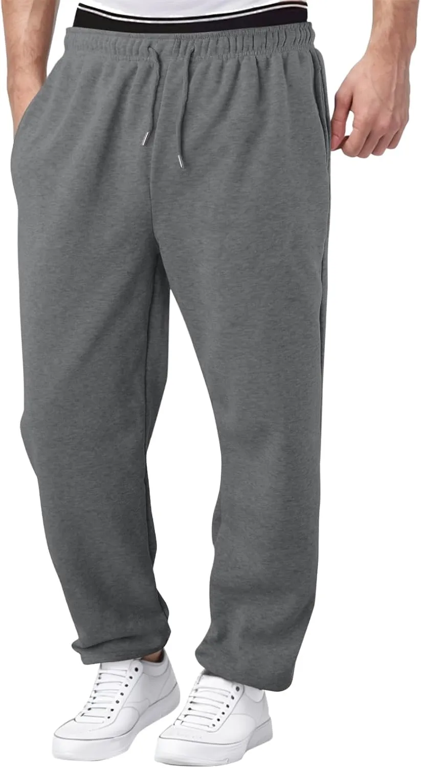 Men's Cotton Casual Pants, Elastic Waist Bottom Sweatpants, Workout High Waist Lightweight Drawstring Summer Yoga Pants