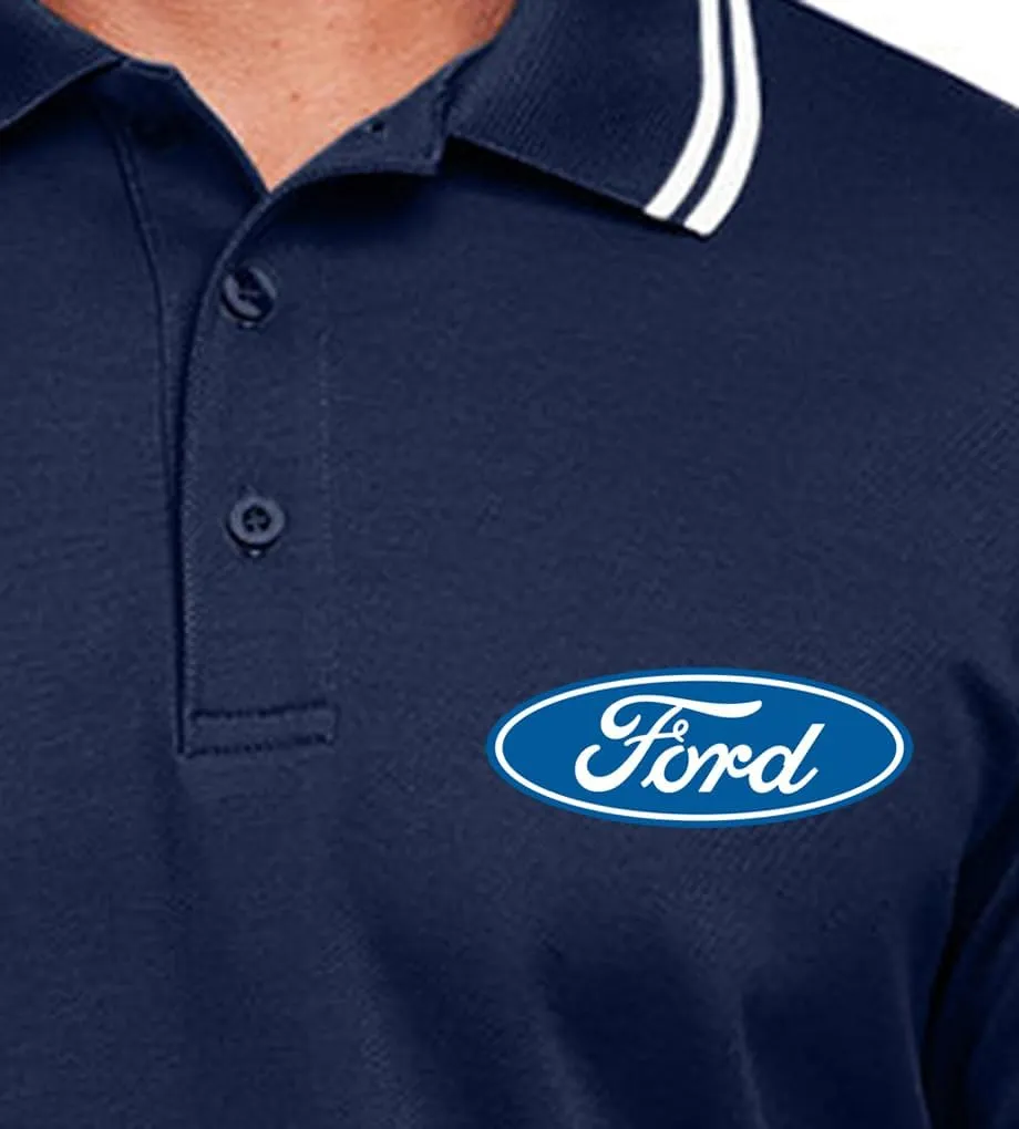 Men's Ford Oval Logo Tipped Short Sleeve Polo Shirt