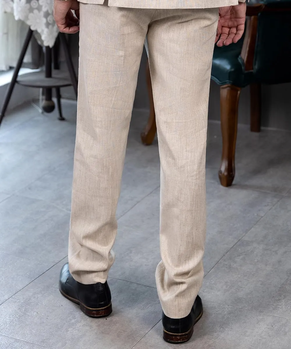 Men's Linen Pants Dress Lightweight Summer Business Linen Long Suit Pants