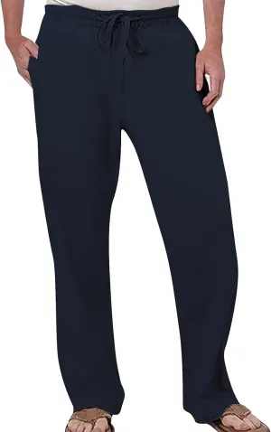 Men's Linen Pants Wide Straight Leg Joggers Regular Fit Pants Outdoor Hiking Trousers Summer Beach Yoga Pant
