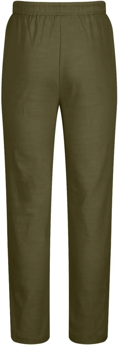 Mens Sweatpants Slim Fit Casual Linen Pants Beach Trousers with Pocket Elastic Waisted Drawstring Baggy Jogger Pants