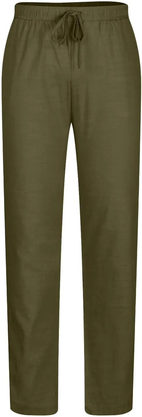 Mens Sweatpants Slim Fit Casual Linen Pants Beach Trousers with Pocket Elastic Waisted Drawstring Baggy Jogger Pants