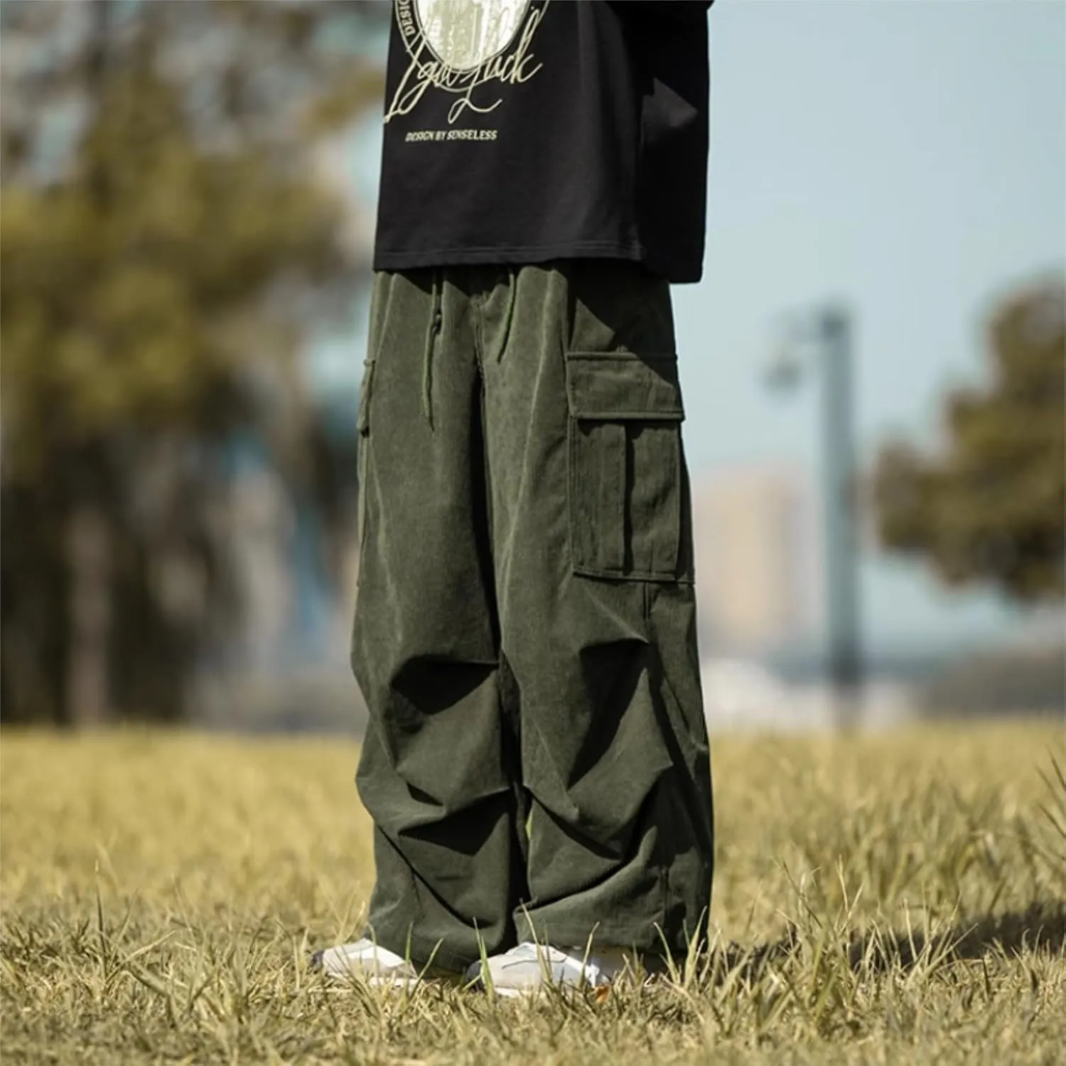 MIDOO Golf Pants Men Tapered Leg Casual Fleece Joggers Loose Open Bottom Athletic Pants Straight Leg Outdoor Hiking Pants