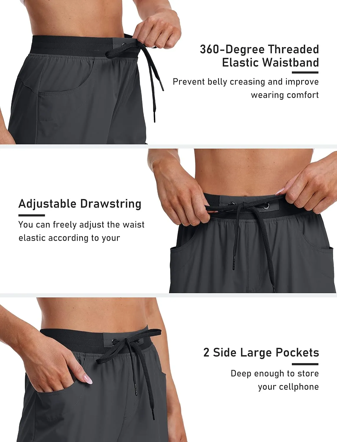 MoFiz Capri Pants for Women Lightweight Ice Cool Capris for Women Casual Summer Trip Loose Shorts with Zipper Pockets