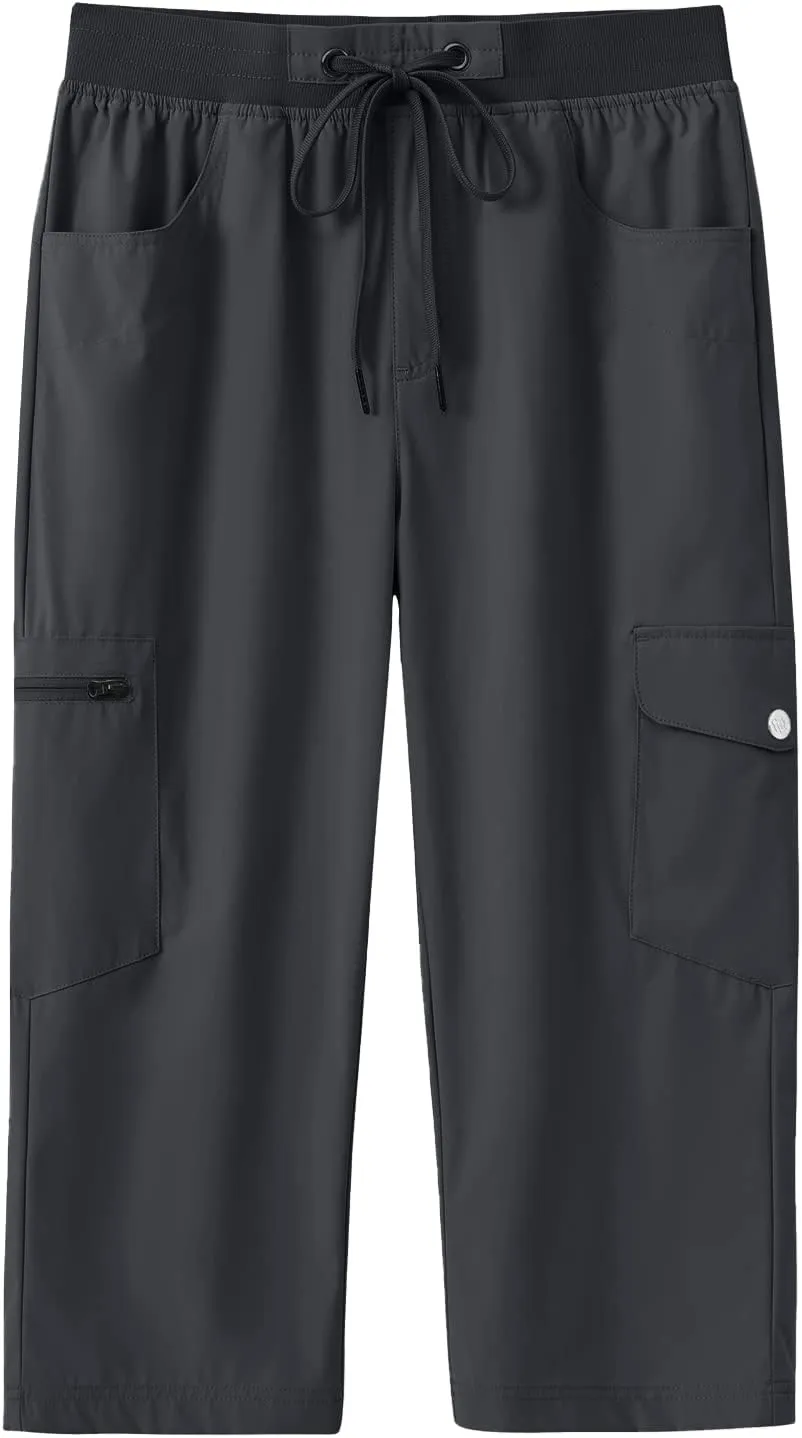 MoFiz Capri Pants for Women Lightweight Ice Cool Capris for Women Casual Summer Trip Loose Shorts with Zipper Pockets