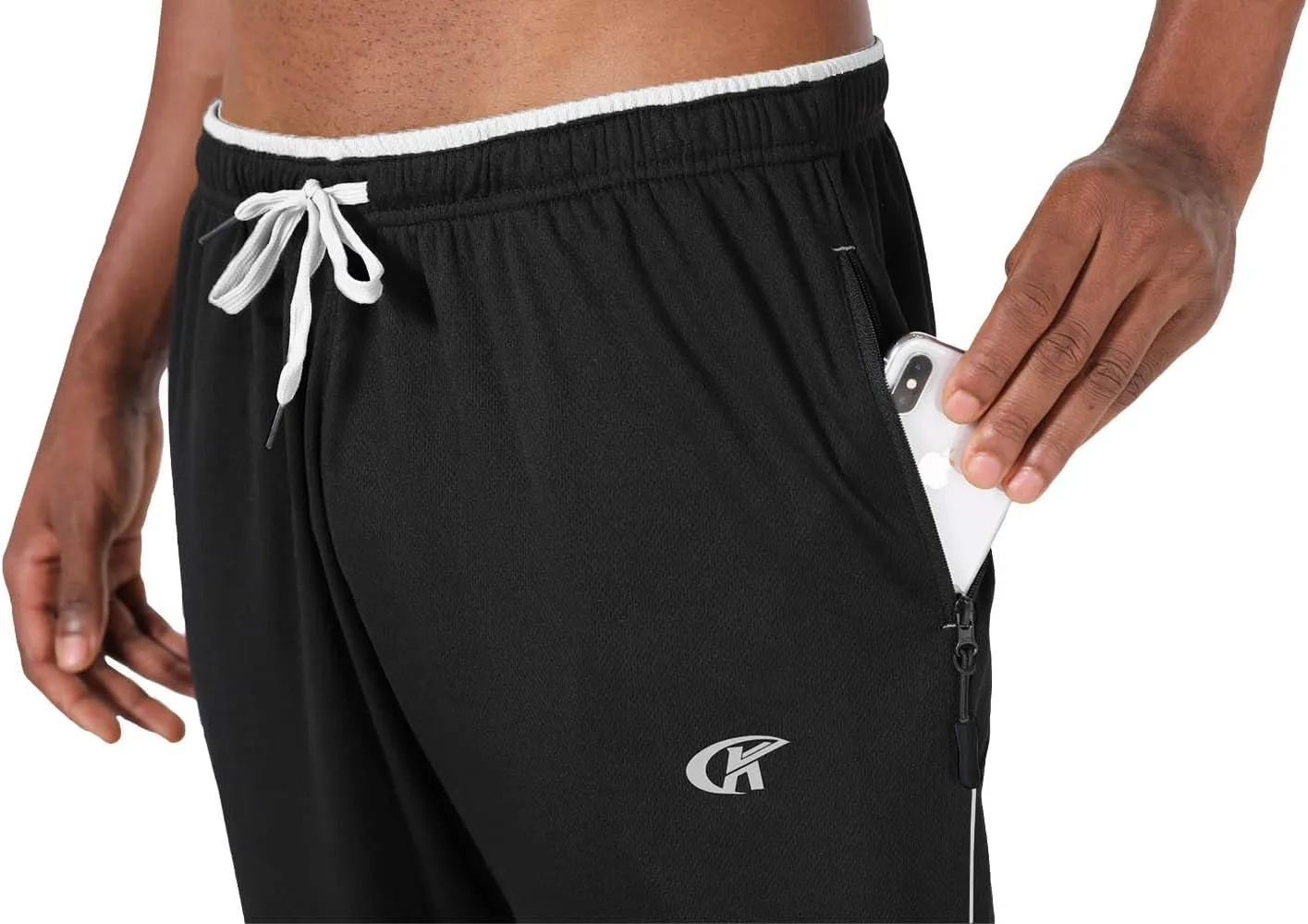 NEIKU Mens Lightweight Sweatpants with Pockets Open Bottom Mesh Athletic Pants for Running