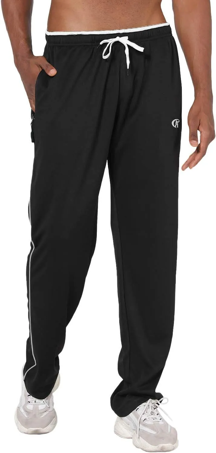 NEIKU Mens Lightweight Sweatpants with Pockets Open Bottom Mesh Athletic Pants for Running