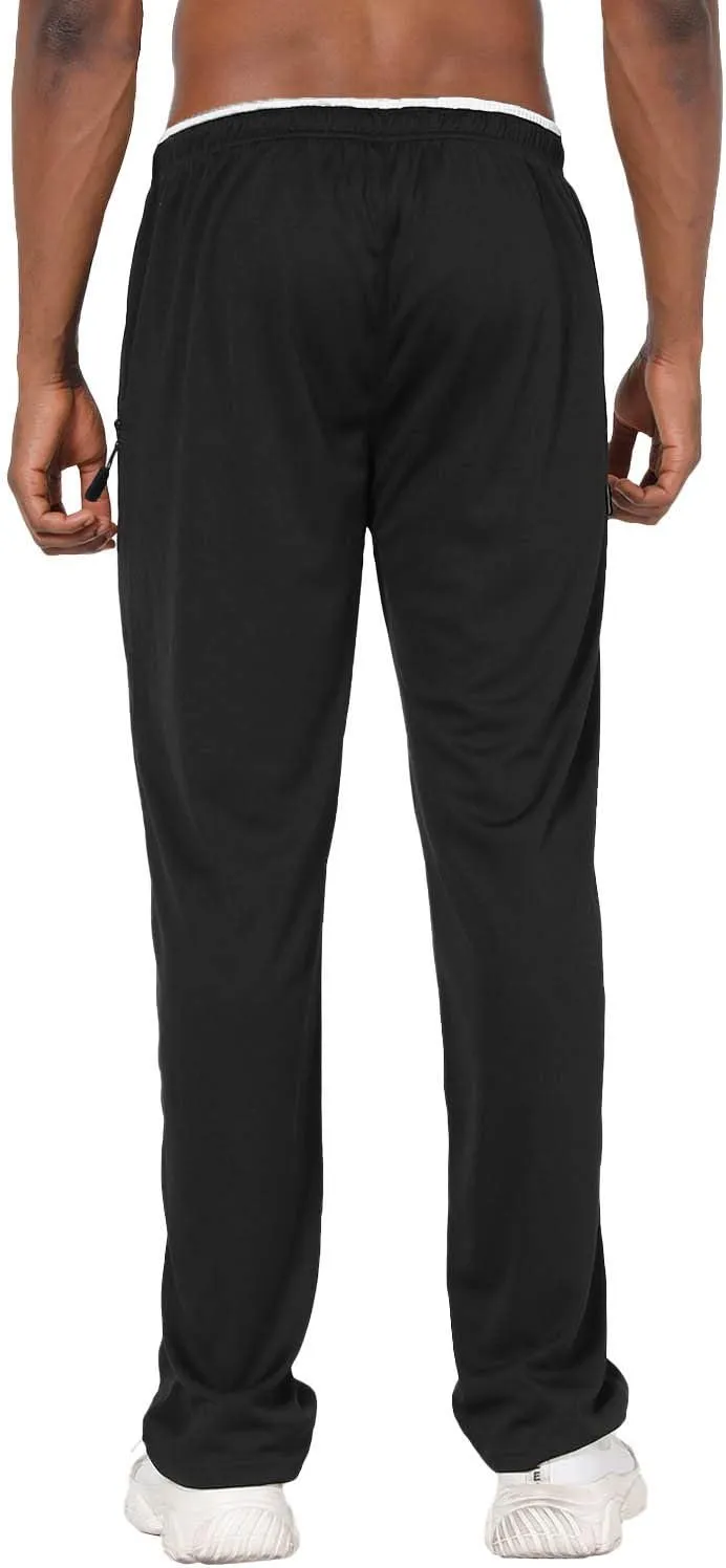 NEIKU Mens Lightweight Sweatpants with Pockets Open Bottom Mesh Athletic Pants for Running