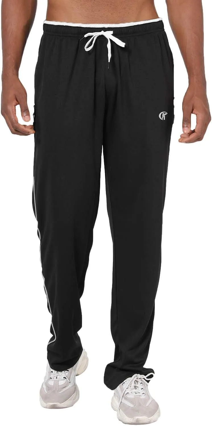 NEIKU Mens Lightweight Sweatpants with Pockets Open Bottom Mesh Athletic Pants for Running