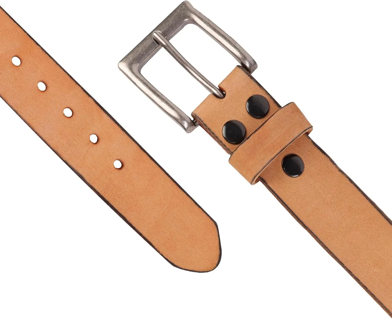 NPET Mens Leather Belt Full Grain Vintage Distressed Style Snap on Strap 1 1/2" Wide with Buckle