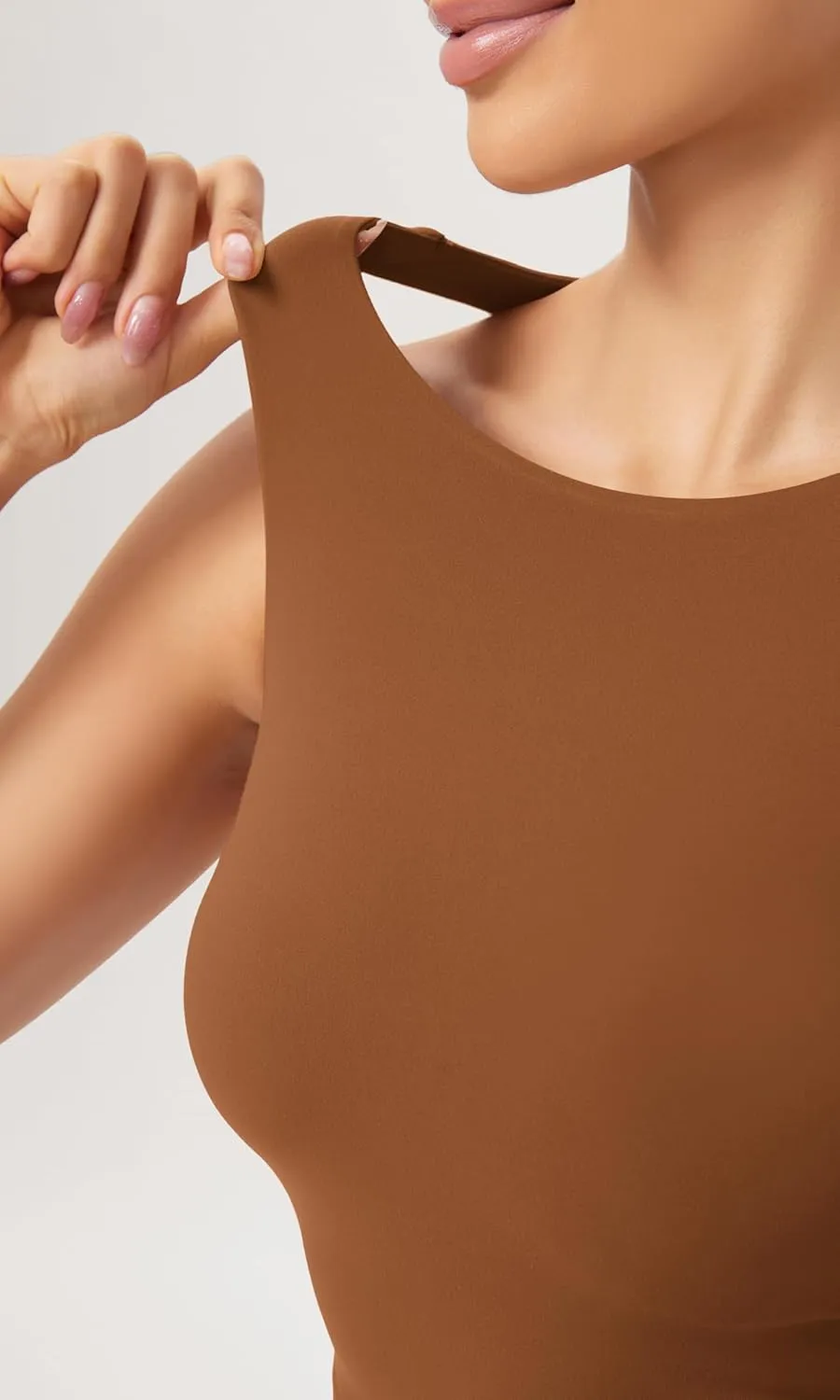 ODODOS Double Layer High Neck Crop Tank for Women Cloud Feeling Sleeveless Casual Yoga Cropped Tops