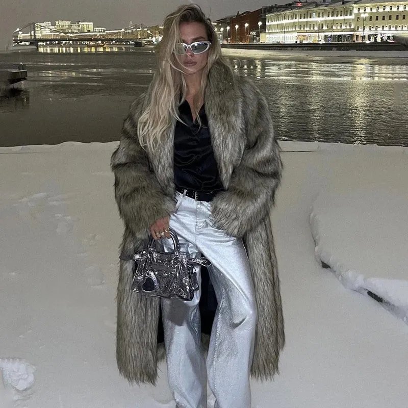 Ophelia Long Luxe Faux Fur Coat  Elegant Winter Outerwear