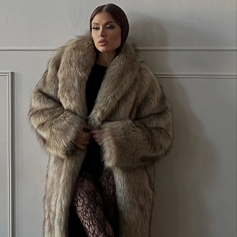 Ophelia Long Luxe Faux Fur Coat  Elegant Winter Outerwear