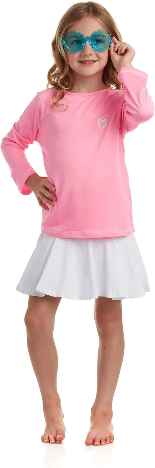 Pink Platinum Girls Rash Guard - UPF 50  Long Sleeve Quick Dry Swimwear and Sun Protection Swim Shirts for Girls (Size: 4-16)