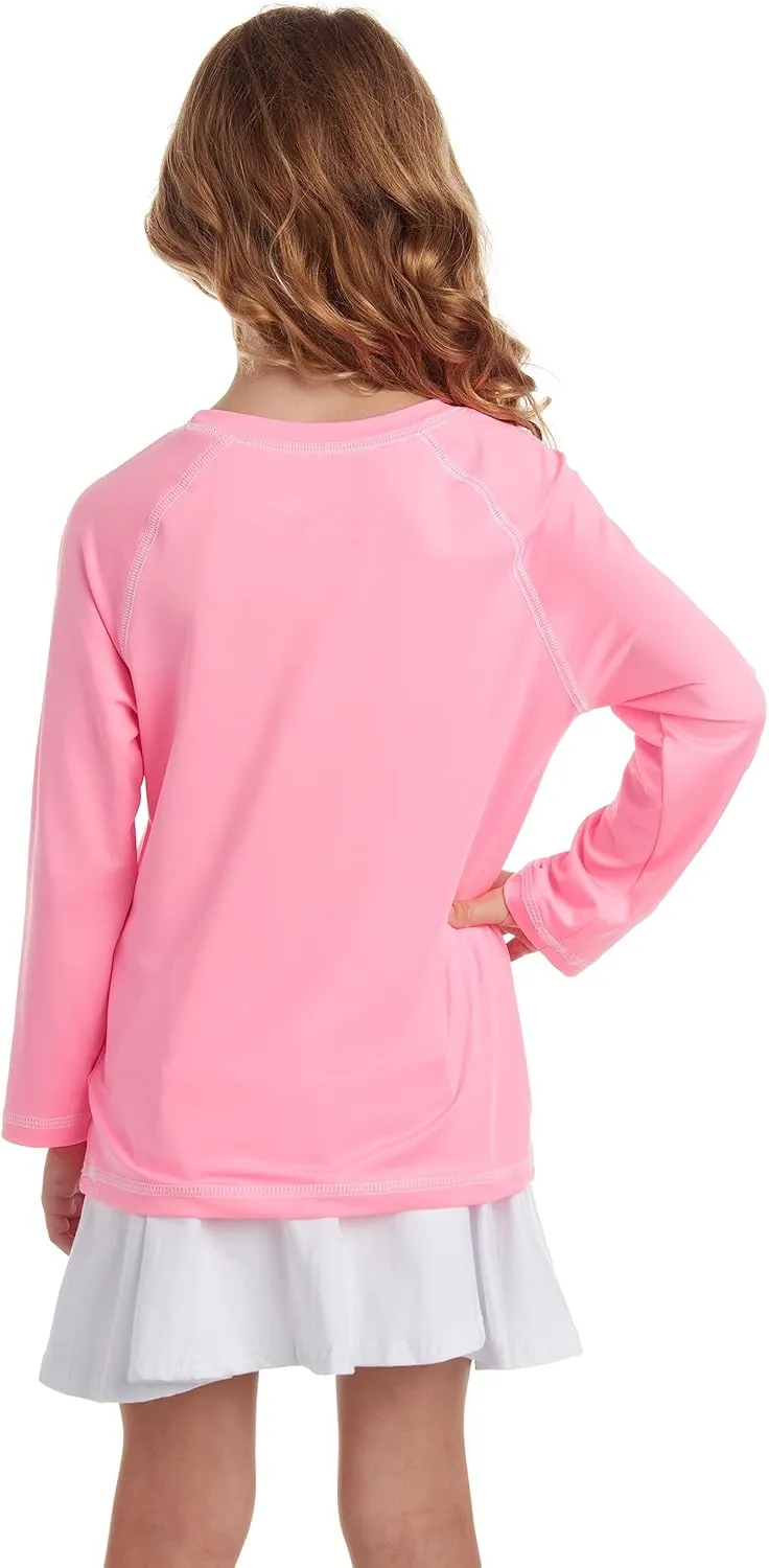 Pink Platinum Girls Rash Guard - UPF 50  Long Sleeve Quick Dry Swimwear and Sun Protection Swim Shirts for Girls (Size: 4-16)