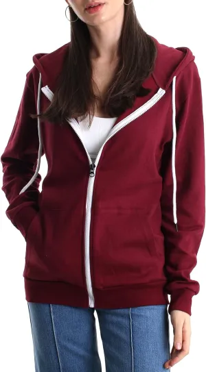 Regular Fit Women's Casual Full-Zip Hoodie Lightweight Long Sleeve Sweatshirt Casual Jacket with Pocket