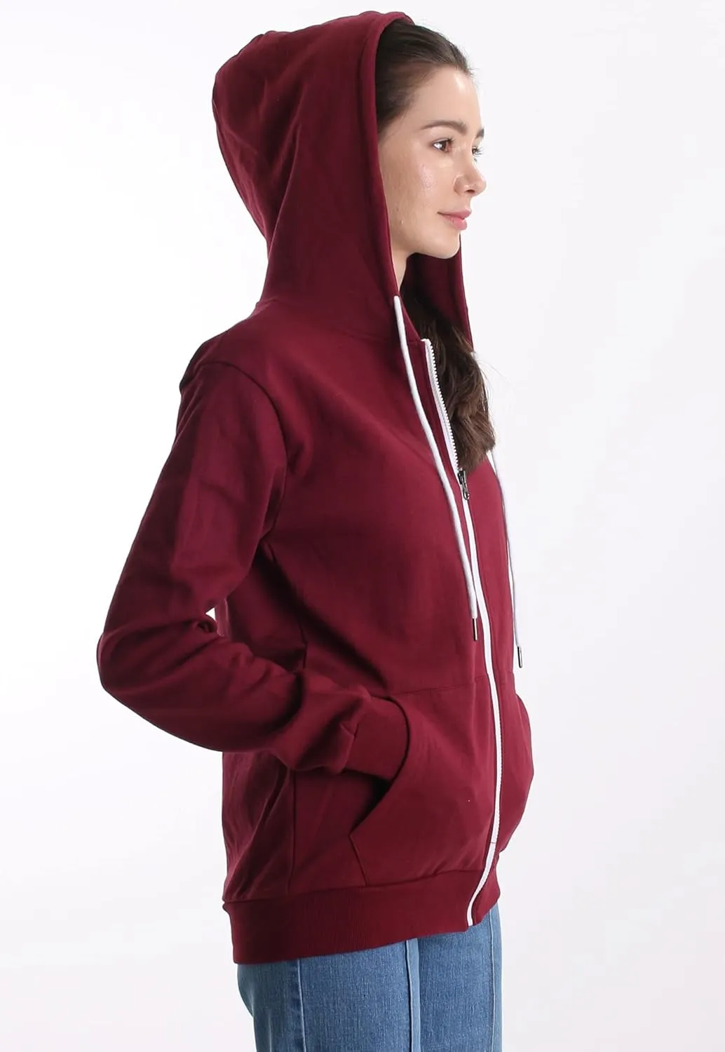 Regular Fit Women's Casual Full-Zip Hoodie Lightweight Long Sleeve Sweatshirt Casual Jacket with Pocket