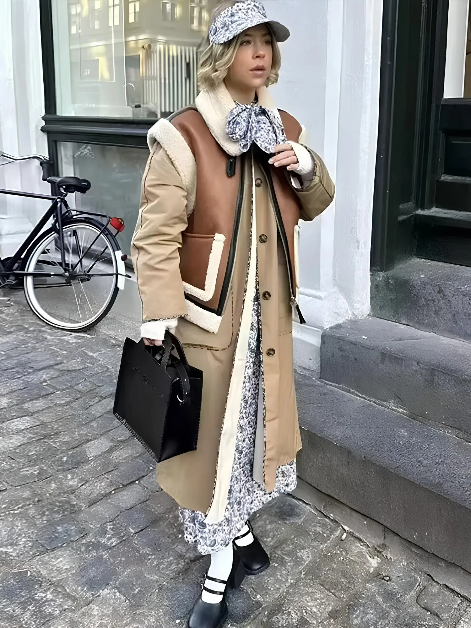 Retro Suede Women's Vest  Warm Plush-Lined Winter Jacket